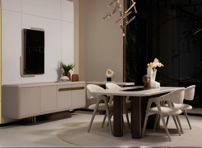 Modischer Esstisch mit eleganten Stühlen  Perfekte Raumgestaltung luxuriöse
