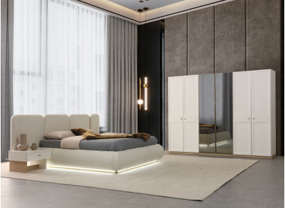 Modernes 4-tlg. Schlafzimmer-Set mit Bett Nachttischen und Schrank