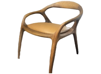 Bequemer und stilvoller Holzstuhl mit Lederpolster für das Esszimmer