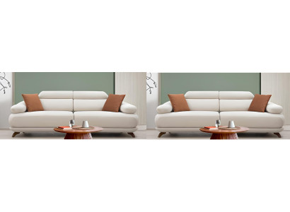 Elegantes 3-Sitzer Sofa in Weiß mit modernen Akzenten und Kissen