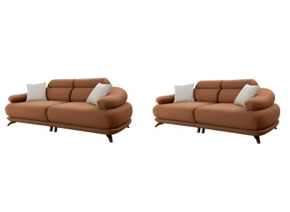 Elegantes 3-Sitzer Sofa in Braun mit modernen Akzenten und Kissen