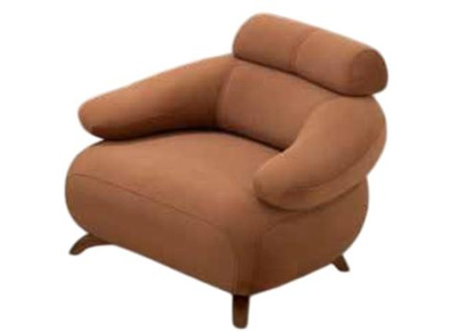 Sessel in Braun mit gemütlicher Polsterung und modernen Holzbeinen