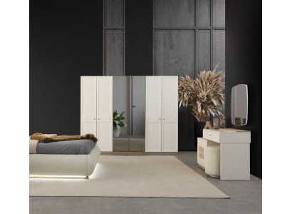 Stilvolles 2-tlg. Schlafzimmer-Set mit Schminktisch und Kleiderschrank