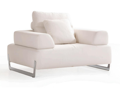 Weißer Polstersessel Metallfüße Wohnzimmer Stoffsessel Relaxsessel