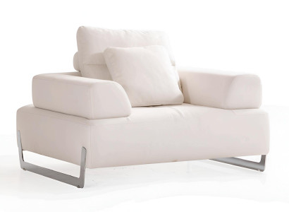 Weißer Polstersessel Metallfüße Wohnzimmer Stoffsessel Relaxsessel