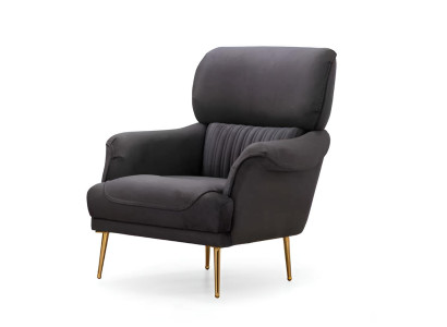 Schwarzer Sessel mit elegantem Design und goldenen Beinen