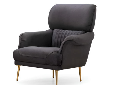 Schwarzer Sessel mit elegantem Design und goldenen Beinen