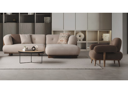 Wohnzimmer-Set Modernes Design Weiß Sessel, Ecksofa L-Form - 2tlg.