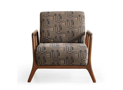 Stilvoller Sessel Modernes Design Braun-beiges Muster Holzrahmen