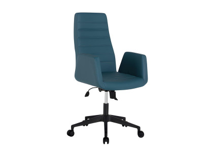 Blauer Ledersessel Exklusiver Bürosessel Designer Büro-Drehsessel