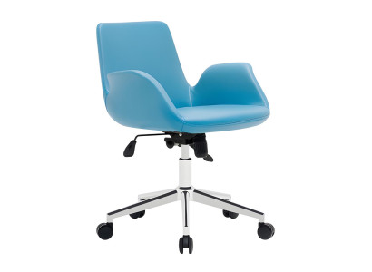 Exklusiver Blauer Drehsessel Edler Arbeitszimmer Armlehnensessel