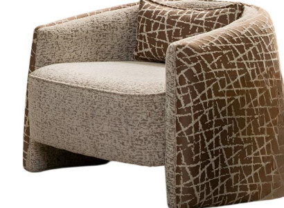 Exklusiver Brauner Sessel Designer Wohnzimmer Textilsessel 1-Sitzer