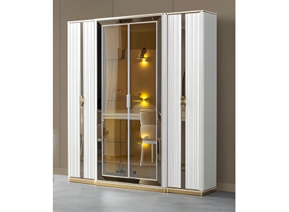 Stilvolle Weiße Vitrine Wohnzimmer Glasschrank Moderne Anrichte