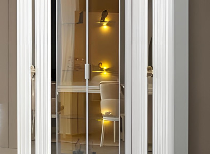 Stilvolle Weiße Vitrine Wohnzimmer Glasschrank Moderne Anrichte