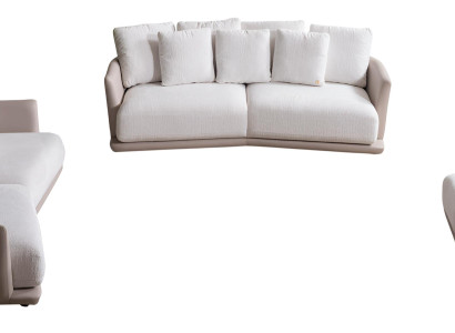 Weiß-Beiges Sofa-Set Designer Polstersofas Sitzsessel Luxus Set 3tlg