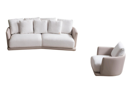 Luxuriöses Wohnzimmer-Set Weißer 3-Sitzer Designer Relaxsessel 2tlg