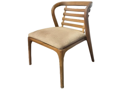 Bequemer Beiger Stuhl Designer Armlehnenstuhl Holzstühle Sitzkissen