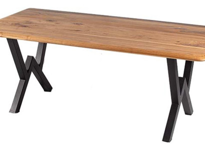 Exklusiver Esszimmertisch Designer Holzplatte Edles Metallgestell