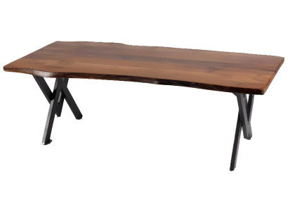 Brauner Küchentisch Stilvoller Esstisch Edle Holzplatte Metallfüße