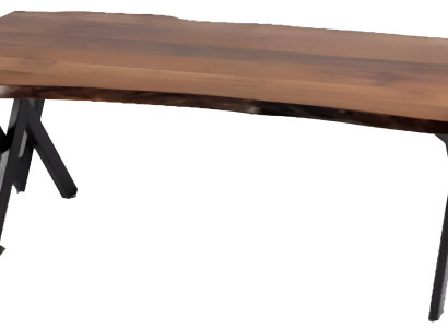 Brauner Küchentisch Stilvoller Esstisch Edle Holzplatte Metallfüße