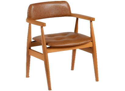 Moderner Designerstuhl mit Holzrahmen und Polstersitz