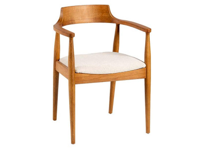 Klassischer Holzstuhl mit Armlehnen und bequemen Polster für Komfort