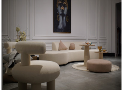 Beige Couchgarnitur Stilvolles Textilsofa 2x Designer Sessel 3tlg