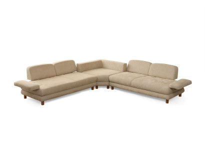 Moderne Beige L-Form Wohnlandschaft Designer Polstercouch Edles Sofa