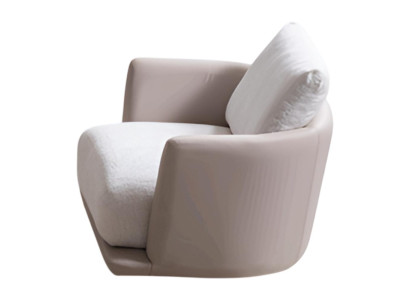 Weißer Eleganter Stoffsessel Designer Polstersessel Edler Einsitzer