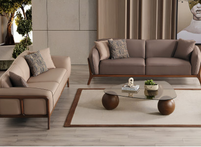 Beige Wohnzimmer Stoffsofas Designer Polstercouchen Edle 3-Sitzer