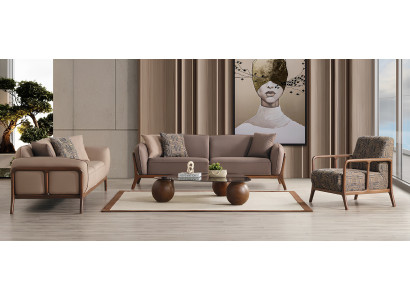 Moderne Wohnzimmer Couchgarnitur Polster 3-Sitzer Relaxsessel 2tlg