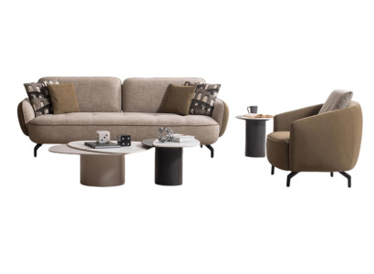 Braunes Wohnzimmer Couch-Set Modernes Sofa Designer Sessel Tische