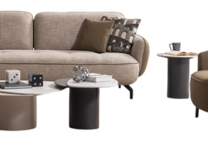 Braunes Wohnzimmer Couch-Set Modernes Sofa Designer Sessel Tische