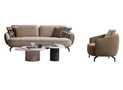 Beige Polstergarnitur Stilvolle Wohnzimmer Sofas Edle Holztische