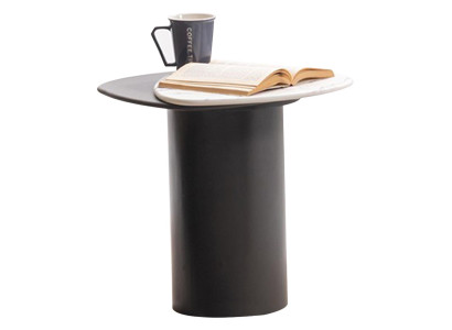 Schwarzer Beistelltisch Edler Abgerundeter Kaffeetisch Metallgestell