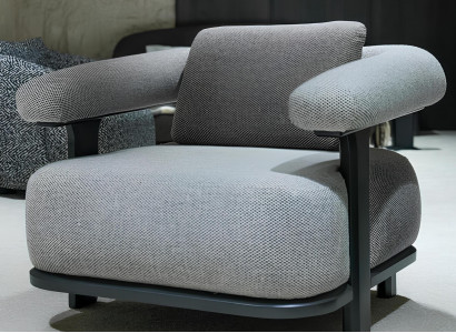 Exklusiver Stoffsessel Grauer Polstersessel Designer Loungesessel