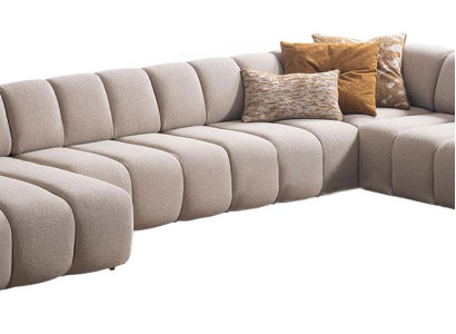 Beiges Ecksofa Integrierter Ablagetisch Designer Polstercouchen Sofa