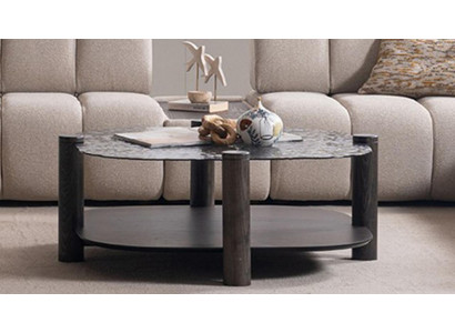 Moderner Grauer Couchtisch Luxuriöser Ablagetisch Edle Holzbeine