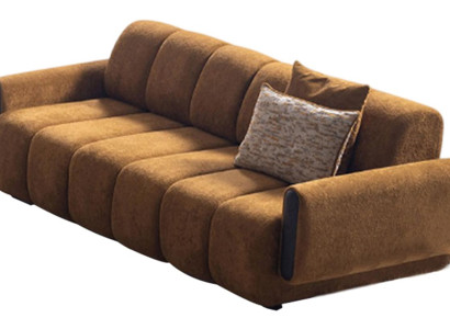 Stilvoller Brauner 3-Sitzer Luxuriöse Wohnzimmer Textilcouch Möbel