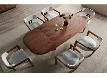 Moderne Esszimmer Garnitur Luxuriöser Esstisch 6x Textilstühle 7tlg