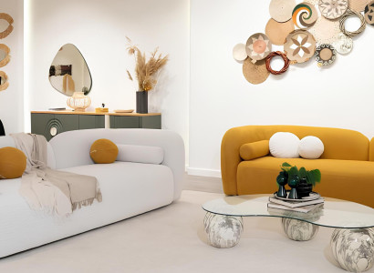 Wohnzimmer Sofa Set Designer Weißes Polstersofa Orange Stoffcouch