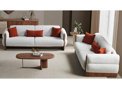Exklusive Weiße Sitzgarnitur Polstersofas Designer Couchtisch 3tlg