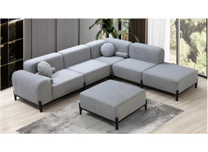 Exklusive Graue L-Form Couch Designer Polstersofa Wohnzimmer 3-er