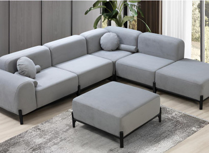 Exklusive Graue L-Form Couch Designer Polstersofa Wohnzimmer 3-er