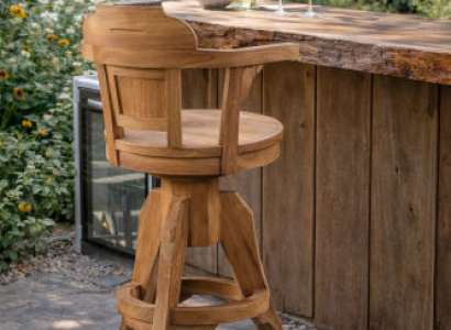 Stilvoller Brauner Barhocker Designer Holzhocker Exlusive Sitzmöbel