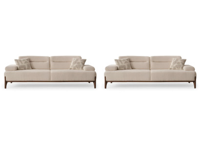 Beige Wohnzimmer Garnitur Polstercouchen Designer 3-Sitzer Sofas