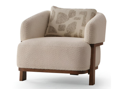 Bequemer Beiger Polstersessel Wohnzimmer Stoffsessel Designer Möbel