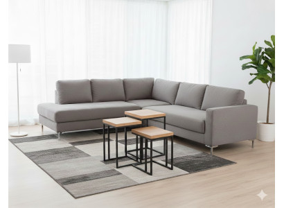 Modernes Beistelltisch Set aus Holz und Metall für funktionale Möbelgestaltung