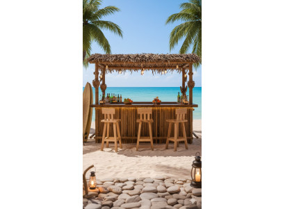 Bequemer Barhocker aus Holz für Garten und Bar mit stabilem Gestell