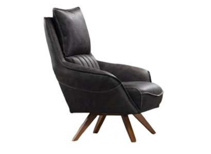 Stilvoller Schwarzer Ledersessel Designer Polstersessel Einsitzer